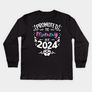 Promoted to Mommy Est 2024 New Mother Mom Mama Women Cute Kids Long Sleeve T-Shirt